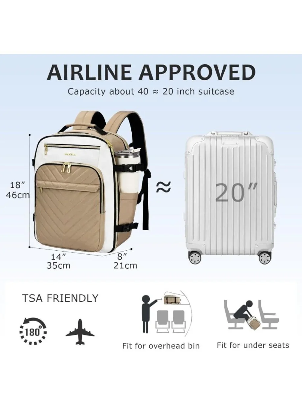 Stylish 40L Waterproof Laptop Backpack for Women | College & Business Use
